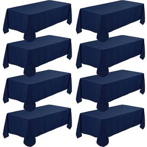 8 Pack Premium Navy Blue Tablecloth 60 x 126 Inch, Rectangle Table Clothes for 8 Foot Tables Washable Polyester Fabric Table Covers for Wedding Party Reception Banquet Buffet Restaurant
