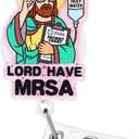 3 x Lord Have MRSA Funny Nurse Badge Reel, Cute Retractable ID Card Badge Holder, Name Tag Medical Badge Buddy for RN LPN CNA MA BSN Pediatric Nursing Student Teacher Doctor Healthcare Workers, Nurse Gift