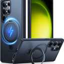 TORRAS Magnetic Stand for Samsung Galaxy S25 Ultra Case, [Fit for Magsafe] [Military Grade Drop Tested] Ring Shockproof Translucent Slim Protective Phone Case for Samsung S25 Ultra Case Ostand, Black (S25 Ultra with S pen)