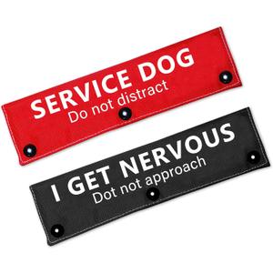 Service Dog Leash Sleeve - Black & Red 2 Set - Funny Dog Leash Wrap for Pet Birthday Gift