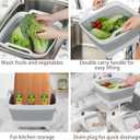Dishpan for Washing Dishes, 2.4Gal/9L Wash Basin with Draining Plug Carry Handles, Collapsible Bucket for Cleaning, Portable Sink, Foldable Plastic Tub