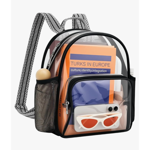 Lyingflat Clear Bag for Stadium Events 12x12x6 Small Clear Backpack Stadium approved for Festival Concert Sport Events Work Travel, Black Guitar