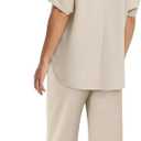 Sampeel Two Piece Sets for Women Summer Outfits Oversized Wide Leg Crop Pants Lounge Sets Airport Beach Vacation Clothes (Beige, XL)