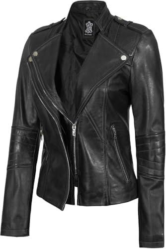 Decrum Real Women Leather Jacket - Casual Stylish Lambskin Leather Jackets for Women Size L