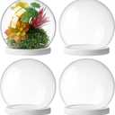 Tuanse 4 Pieces Glass Dome Display Showcase Glass Globe and Display Dome with Wood Base DIY Craft Keepsake Globe Case Gifts for Women Wedding Tabletop Centerpiece Decoration(White)