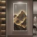 Framed LED Mountain Wall Art Decor for Living Room, Large Vertical Lighted Modern Luxury Artwork for Walls, Minimalist Nature Landscape Backlit Wall Decor for Hallway, Entryway, Staircase, Home Office, 55.1"L x 27.6"W