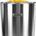 9.2 inch Smokeless Fire Pit, Smokeless Stove for Camping, Outdoor and Patio, Fueled by Wood Pellets or Firewood，Sliver
