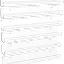 upsimples 6 Pack Clear Acrylic Shelves, 12" Nursery Bookshelves for Wall, Floating Bookshelf for Kids Baby, Vinyl Display, Record Holder, Magazine Rack, Picture Ledge Shelf