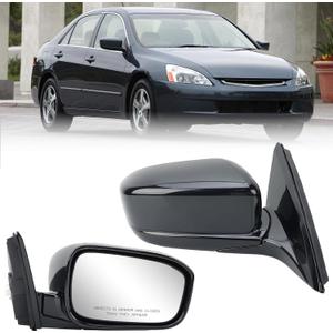 Right Passenger Side Mirror Compatible with Honda Accord 2003 2004 2005 2006 2007 Non-Heated Manual Folding Power Glass Door Mirrors Paintable Black Partslink #HO1321152