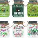 St Patricks Day Decorations & Easter Decor, DECSPAS 3 PCS Double-Sided Jar Block St Patricks Day Decor, Irish Hat Gnome Ornaments Saint Patricks Day Decorations for The Home, Table, Mantel, Shelf