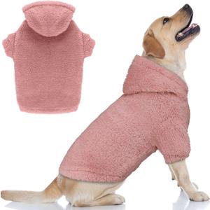 Fuzzy Dog Sweaters for Large Dogs Pet Hoodie Clothes Warm Soft Pet Coats Hooded Sweatshirt Dog Sweaters for Extra Large Dogs (Pink-XXL)