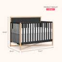 Dream On Me Owen 5-in-1 Convertible Full-Size Baby Crib in Matte Black, GreenGuard Gold & BSA, Converts to Toddler, Day, & Full-Size Bed, Non-Toxic Paint, Safe Sleep Environment, 53.7"L x 29.6"W x 42.1"H