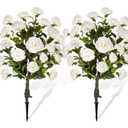 Lunmon 2 Pack 3ft Artificial Camellia Plants Tree 36" Faux Camellia Flower with Spike UV Resistant Realistic Fake Floral Blooming Bush for Indoor Outdoor Front Door Porch Backyard Garden, White