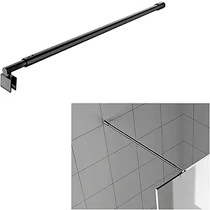 Black Shower Glass Support Bar,Wall-to-Glass Support Arm for 5/16" to 3/8" Thick Glass,  27-47" Shower Screen Support Telescopic Bar,for Fixed Frameless Shower Glass Panel