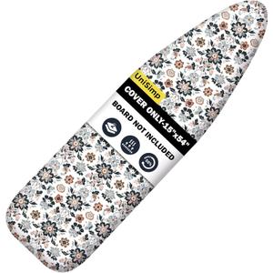 UniSimp Ironing Board Cover and Pad 15"x54" Extra Thick Natural Cotton, Scorch and Stain Resistant Padding, Standard Size Iron Board Cover with Fasteners Heavy Duty Elastic Edge, Heatproof Floral