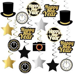 KatchOn, Happy New Year Hanging Swirls 2025 - Pack of 80, NO DIY | New Years Eve Party Supplies 2025 | NYE Decorations 2025 | Happy New Year 2025, NYE Party Favors | Happy New Years Decorations 2025 2 Pack
