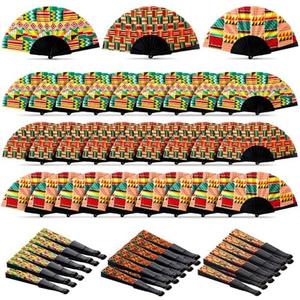 Threehoney 36 Pieces African Print Foldable Hand Fan Bulk 3 Styles Fabric Handmade Folding Fan for Women Men Guest Summer Wedding Celebration Birthday Juneteenth Gifts Theme Party Supplies