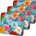Colorful Floral Seat Cushion Cover Set, Watercolor Flower Sofa Cushion Slipcover, Stretch Couch Seat Protector with Elastic Bottom, Furniture Cover for Home Decor, 3PC, S(27.5"D*25"W*9"H), 34