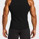 Men's Ribbed Workout Tank Tops Fitness Muscle Gym Tanks Sleeveless Bodybuilding Shirts Black (L)