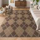Chakme Easy Jute Rug, 8x10 for Living Room, Indoor Outdoor Patio, Farmhouse Dining Room, Modern Checkered Non-Slip Washable Area Rug for Bedroom (8x10FT, Brown Diamond)