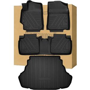 Aiqiying Floor MatsCargo Liners Compatible with Toyota Camry 2012-2017 ModelssAll Weather Waterproof Durable Custom-Fit Trunk Tray Front Rear Rows Full Set Carpet Protection TPE Accessories