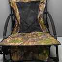 AUSCAMOTEK Low Profile Hunting Chair, Portable Folding Camo Ground Blind Chaise Longue with Shoulder Strap, Cup Holder, Mesh Backrest, Carry Bag & Storage Pouch, Ideal for Turkey Hunting & Outdoors