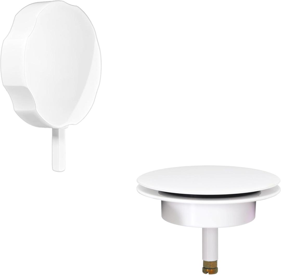 Westbrass Lever Assisted Trim for Cable Drive Bath Waste and Overflow, Powder Coat White, D50TP-50