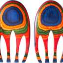 Totally Bamboo Baltique Marrakesh Collection Salad Hands Serving Utensil Set, Colorful Wooden Salad Servers