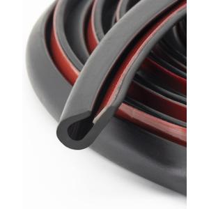 Edge Trim-Rubber U Channel Length with self-Adhesive Design for car Doors, Table Corners, etc (19.7FEET, Black)