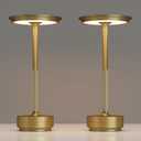 2 Pack Rechargeable Cordless Table Lamps, Portable 5000mAh Battery Table Light, 3 Color Stepless Dimming LED Table Light with Memory Function, for Outdoor/Dinner/Patio/Restaurant.(Gold)