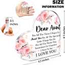 2 x Gifts for Aunt from Niece Nephew,Appreciation Gifts for Aunt Thanksgiving Birthday Christmas,Need To Say I Love You Sign Heart Floral Acrylic Plaque 4.5x4.5 Inches