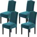 H.VERSAILTEX Velvet Dining Chair Covers Stretch Chair Covers for Dining Room Set of 4 Parson Chair Slipcovers Chair Protectors Covers Dining, Soft Thick Solid Velvet Fabric Washable, Deep Teal