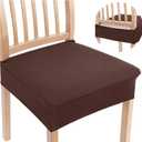 Smiry Stretch Jacquard Seat Covers for Dining Room Chairs Set of 4, Removable Washable Chair Seat Protector Slipcovers, No Rear Covers, Light Chocolate