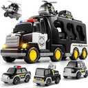 Bennol Toddler 5 in 1 Police Truck Toys for 1 2 3 4 5 Year Old Boys, Police Rescue Vehicles Car Trucks Bus Helicopter for Kids Ages 1-3 3-5, Car Toys for 1 2 3 4 5 Year Old Boys Girls Birthday Gifts