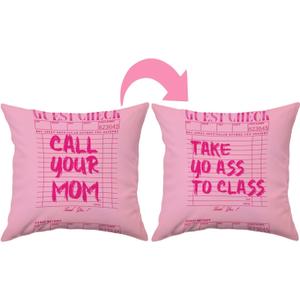 Funny Pink Call Your Mom Pillow Covers 18x18, Cute College Dorm Decor, Trendy Retro Pink Throw Pillow Covers for Girls Room Dorm Bedroom Decor, Gifts for College Girls, Set of 1