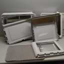 Marchul Enclosed Stainless Steel Cat Litter Box with Lid & Drawer Design for Indoor All Lifestyles Cats, Metal Covered Cat Litter Box, Baffles for Anti-Leakag, with Litter Scoop & Litter Mat