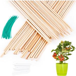 PERSZEN Plant Stakes 50 PCS Garden Bamboo Sticks Plant Support Stakes for Indoor and Outdoor Plants, Wooden Sign Posting Flower Pot Garden Stakes(15" 25pcs+17" 25pcs)