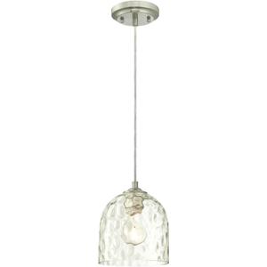 Westinghouse Lighting 6328800 One-Light Indoor Mini Pendant, Brushed Nickel Finish with Clear Hammered Glass