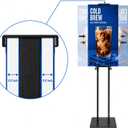 Black Pedestal Poster Sign Stand for Display, Adjustable Height Up to 80 Inchs, Heavy Duty Banner Double Sided Sign Holder for Board & Foam (2pk)