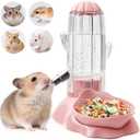 VANNON 2 in 1 Hamster Feeder Small Animal Water Bottle & Food Bowl Water Dispenser & Food Dish Bowl for Hamster, Small Mice, Rat, Gerbil, 4.6oz/130ml, BPA Free, Pink