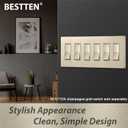 BESTTEN 2 Pack 6 Gang Champagne Gold Screwless Wall Plate, Signature Collection Decorator Outlet Cover Decor Switch Plate, Signature Collection Golden, H4.69 x W11.75