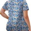 ROSRISS Plus-Size-Womens-Summer-Tops Casual Polo V Neck Work T Shirts Cute Flowy Pleated Blouses Trendy Short Sleeve Tunics (XXL)