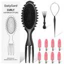Curl Defining Hair Brush, Wet Hair Brush for Women and Men, Detangler Hairbrush for Wet & Dry, Styling Brush for Curly Hair, Shaping and Defining Curls for Long/Wavy/Damaged Hair, Black