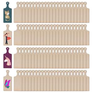96 Pcs Mini Wooden Cutting Board With Handle Paddle Small Cheese Chopping Kitchen Board Wooden Cooking Serving Charcuterie Board For Kitchen Decor Crafts Diy (9.5 * 3.5 Inches) Natural