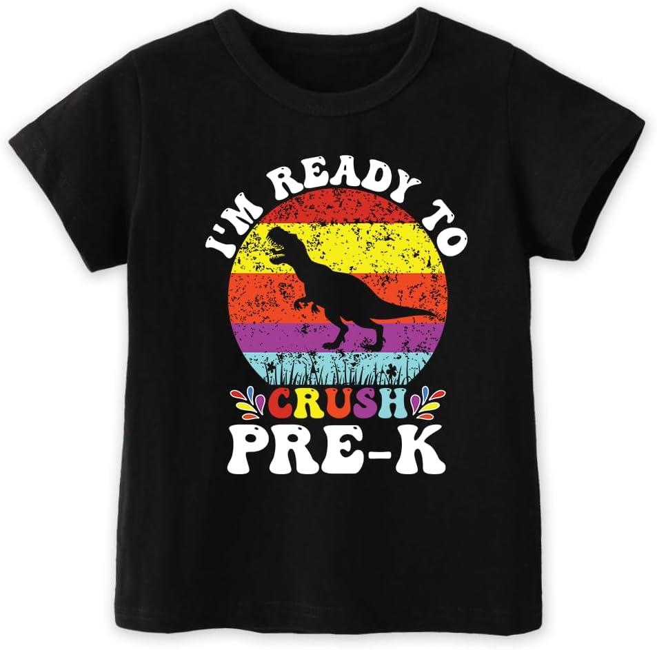 First Day of Pre-K Shirt  Back to School Shirt for Boys & Girls, Pre-K T-Shirt, 2T-5T, Toddler Back to School Outfit (Dinos)