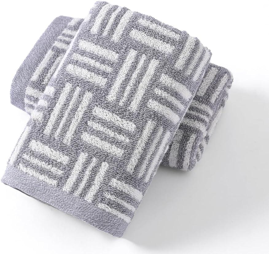 YiLUOMO 100% Cotton Grey Hand Towels White Striped Pattern Super Soft Highly Absorbent Bath Hand Towels Lightweight Quick Dry Hand Towels 13 x 29 Inch 2 Pack