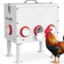 Automatic Chicken Feeder 50lbs Capacity Metal Chicken Feeder with 8 Ports No Waste Chicken Feeder Weatherproof Poultry Feeding Equipment with Handle, Locking Lid & Adjustable Legs for Outdoor