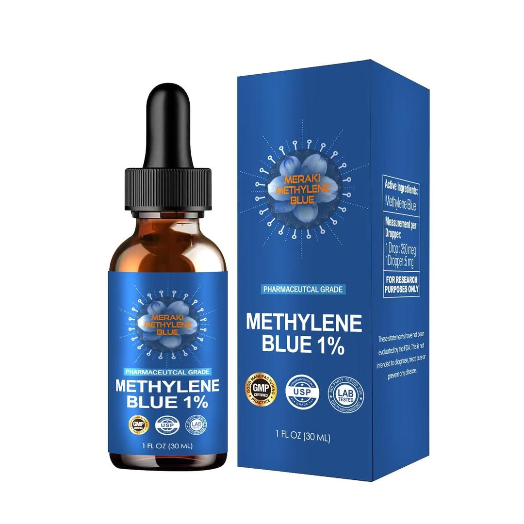 Methylene Blue Drops 1.06 fl oz 2%-USP/Pharmaceutical Grade Solution,Third-Party Tested Brain Health Supplement for Humans,No Formaldehyde,Glass Bottle