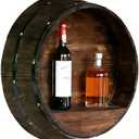 Whiskey Barrel Rack,Whiskey Barrel Decor,Liquor Bottle Display Shelf，Vintage Wall Mounted Wine Rack，Hand Crafted Bourbon Whiskey Barrel Shelf,For Bar ,Winery,Wineroom （Large 19.7inch diameter）
