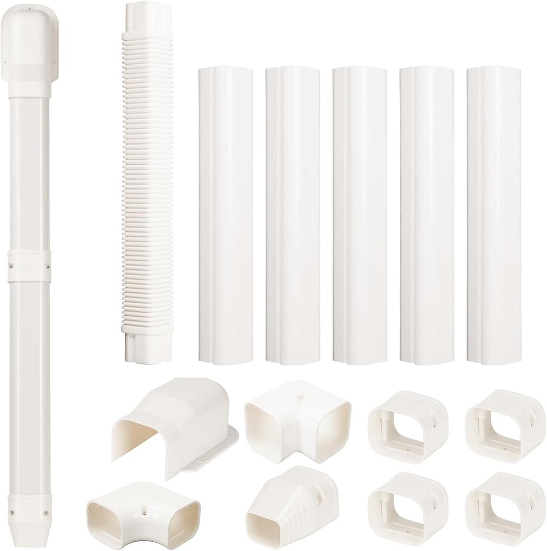 BEWAVE 3" 10 Ft Mini Split Line Set Cover Kit, Decorative PVC Tubing Cover Kit for Mini Split Air Conditioners and Heat Pumps